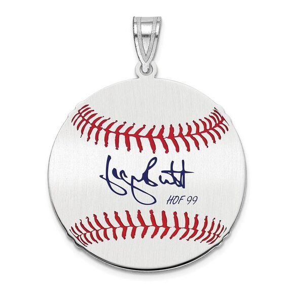 Sterling Silver George Brett Signature MD Enamel Baseball Pendant